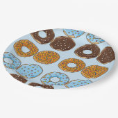 かわいらしく青いドーナツパターン紙皿 ペーパープレート (アングル)
