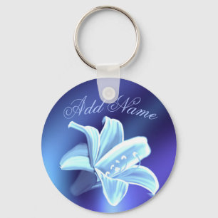 かわいらしく青いユリの花パーソナライズなKeychain キーホルダー