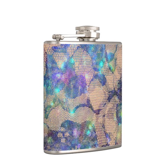 かわいらしく青いレースのバラ フラスク (右)