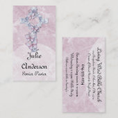 かわいらしく青い花のキリスト教の十字の名刺 名刺 (正面/裏面)