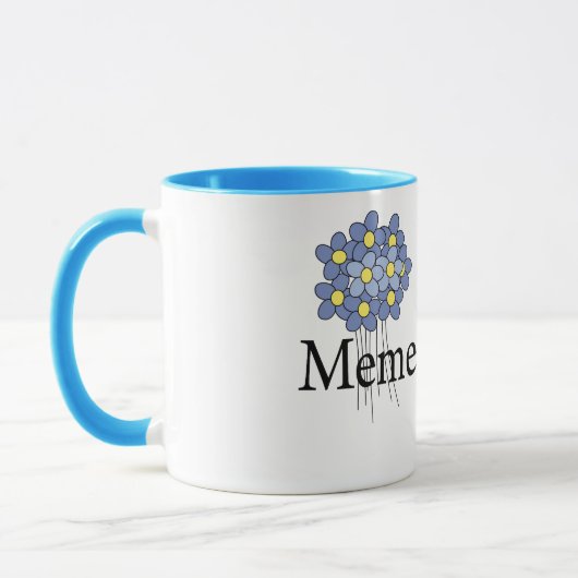 かわいらしく青い花のミームのTシャツ マグカップ (左)