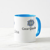 かわいらしく青い花の曾祖母のTシャツ マグカップ (正面右)