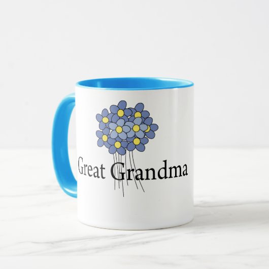 かわいらしく青い花の曾祖母のTシャツ マグカップ (正面左)