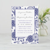 かわいらしく青い花の結婚式招待状 招待状 (スタンド正面)