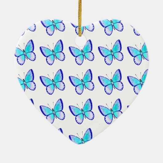 かわいらしく青い蝶 セラミックオーナメント (裏面)
