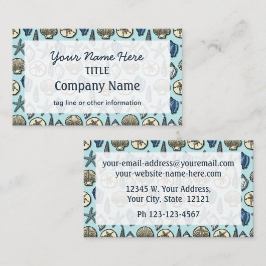 かわいらしく青い貝のヒトデの海の海兵隊員パターン 名刺 (正面/裏面)