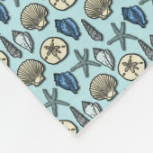 かわいらしく青い貝のヒトデの海パターン フリースブランケット (角)