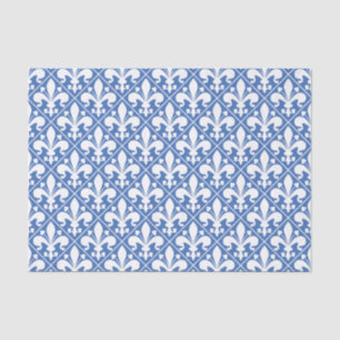 かわいらしく青および白いFrench Fleur de Lys 薄葉紙
