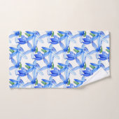 かわいらしく青く白い花パターンBathタオルセット バスタオルセット (ハンドタオル)