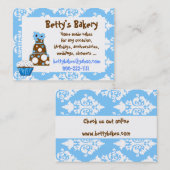 かわいらしく青、白い、および茶色の名刺 名刺 (正面/裏面)