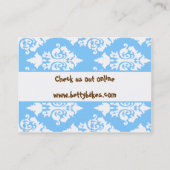 かわいらしく青、白い、および茶色の名刺 名刺 (裏面)