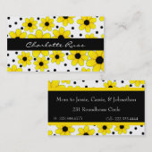 かわいらしく黄色及び黒い花のお母さんカード コーリングカード (正面/裏面)