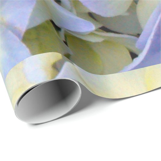 かわいらしく、カラフルな淡いブルーのアジサイの花 ラッピングペーパー (ロールコーナー)