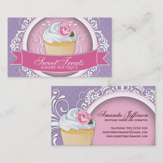 かわいらしく、スタイリッシュなカップケーキの名刺 名刺 (正面/裏面)
