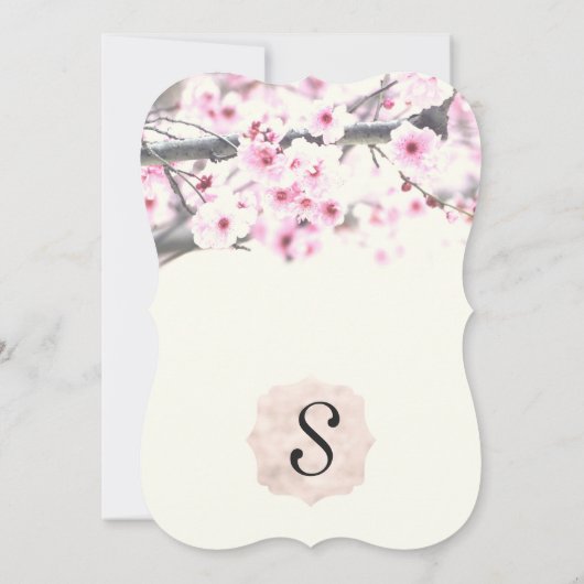 かわいらしさくらんぼの花が白エレガントい 招待状 (裏面)