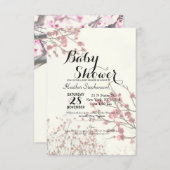 かわいらしさくらんぼの花が白エレガントい 招待状 (正面/裏面)