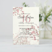 かわいらしさくらんぼの花が白エレガントい 招待状 (スタンド正面)