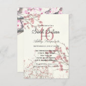 かわいらしさくらんぼの花が白エレガントい 招待状 (正面/裏面)