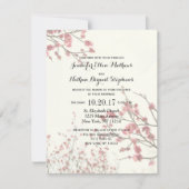 かわいらしさくらんぼの花が白エレガントい 招待状 (正面)