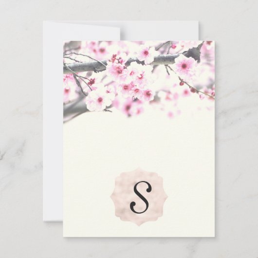 かわいらしさくらんぼの花が白エレガントい 招待状 (裏面)