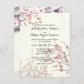 かわいらしさくらんぼの花が白エレガントい 招待状 (正面/裏面)