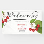 かわいらしさくらんぼようこそ白黒ススタイリッシュクリプト 横断幕 (横)