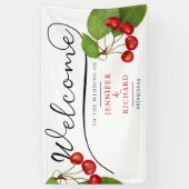 かわいらしさくらんぼようこそ白黒ススタイリッシュクリプト 横断幕 (縦)