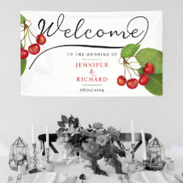 かわいらしさくらんぼようこそ白黒ススタイリッシュクリプト 横断幕