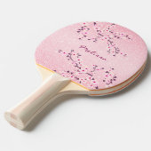 かわいらしさくらんぼブロッサムピンクグリッターモノグラムフローラ 卓球ラケット (正面アングル)
