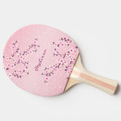 かわいらしさくらんぼブロッサムピンクグリッターモノグラムフローラ 卓球ラケット (横)