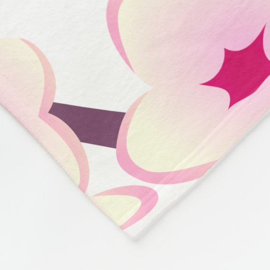 かわいらしさくらんぼ咲きピンク白 フリースブランケット (角)