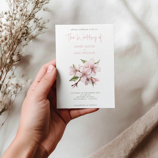 かわいらしさくらんぼ花結婚式招待状 招待状