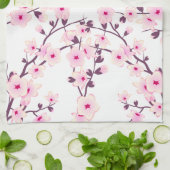 かわいらしさくらんぼ花自然ピンク白 キッチンタオル (折り畳み)
