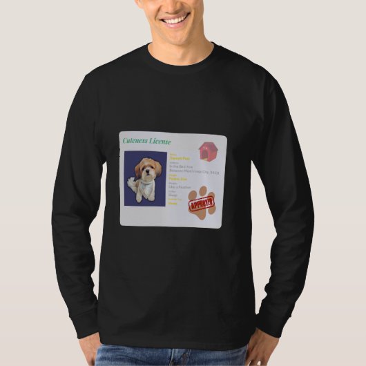 かわいらしさ免許犬が承認 Tシャツ (正面)