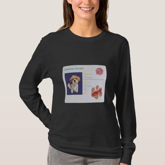 かわいらしさ免許犬が承認 Tシャツ (正面)