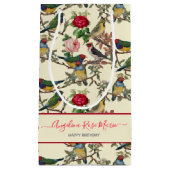 かわいらしちんビクトリアンなスクラップブックバードデザイン スモールペーパーバッグ (正面)