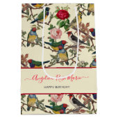 かわいらしちんビクトリアンなスクラップブックバードデザイン ミディアムペーパーバッグ (裏面)