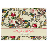 かわいらしちんビクトリアンなスクラップブックバードデザイン ラージペーパーバッグ (裏面)