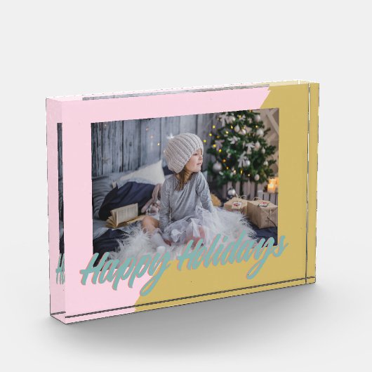 かわいらしと幾何モダン的ハッピーホリデー フォトブロック (左)