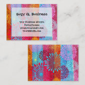 かわいらしはっきりしたカラフル花が広いで咲くストライプ 名刺 (正面/裏面)