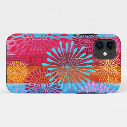 かわいらしはっきりした花が広がるストライプ Case-Mate iPhoneケース (裏面(横))