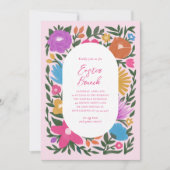 かわいらしはっきりした花模様 |ピンク 招待状 (正面)