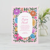 かわいらしはっきりした花模様 |ピンク 招待状 (スタンド正面)