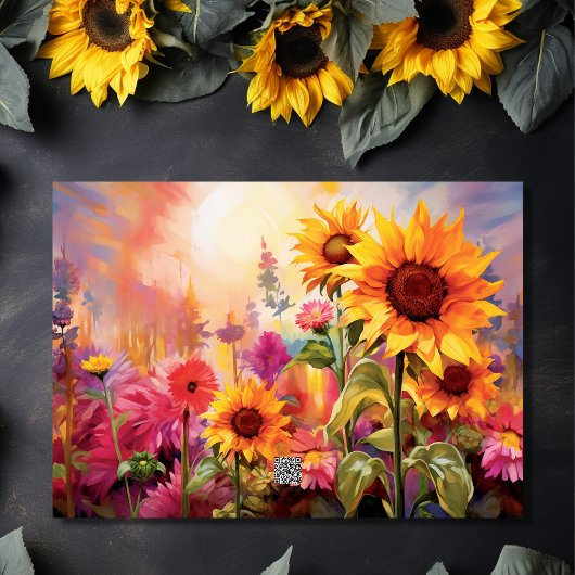 かわいらしひまわりカラフル花誕生日 カード