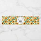 かわいらしひまわり黄色と緑のパターン誕生日 ペットボトルラベル (シングルラベル)