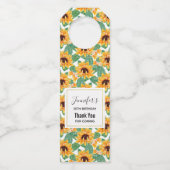 かわいらしひまわり黄色と緑のパターン誕生日 ボトルネックタグ (正面)