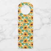 かわいらしひまわり黄色と緑のパターン誕生日 ボトルネックタグ (裏面)