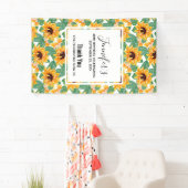 かわいらしひまわり黄色と緑のパターン誕生日 横断幕 (インサイチュ)