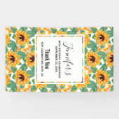 かわいらしひまわり黄色と緑のパターン誕生日 横断幕 (横)