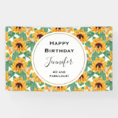 かわいらしひまわり黄色と緑のパターン誕生日 横断幕 (横)